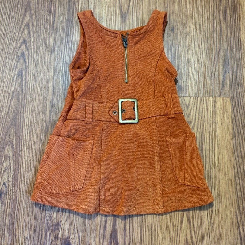Genuine Kids OshKosh Burnt Orange Corduroy Jumper Dress Belted 12M